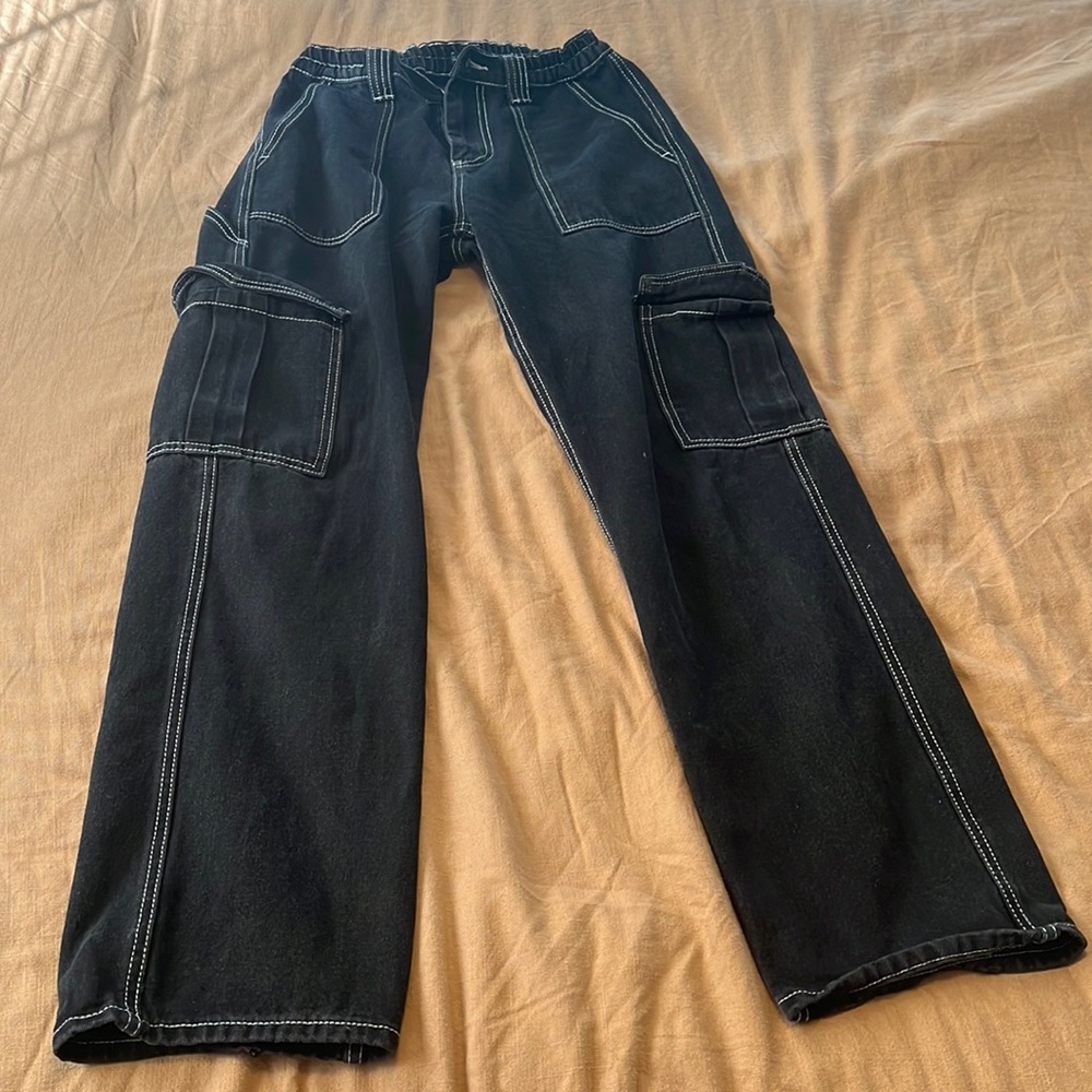 Bad ass Fashion Nova black utility jeans